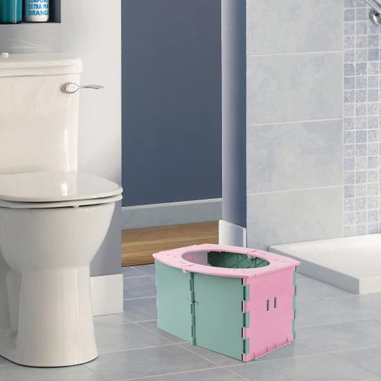 Opvouwbare toiletbril Kinderen onderweg Mobiel babypotje Draagbaar babytoiletpotje voor kinderen 12-36 maanden Roze van Dutrye — afbeelding 2