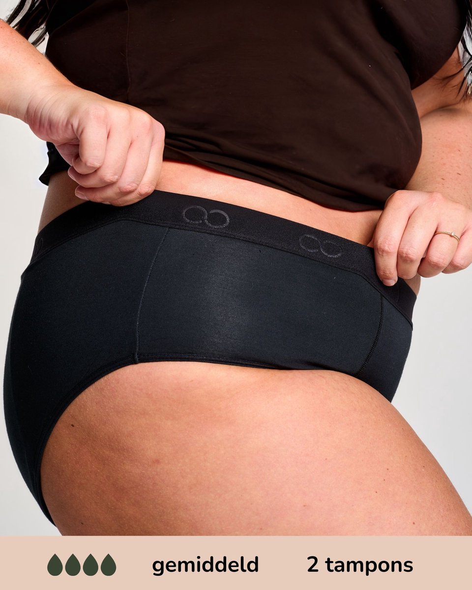 Moodies menstruatie ondergoed - Bamboe Hipster - gemiddeld kruisje - maat XL - zwart