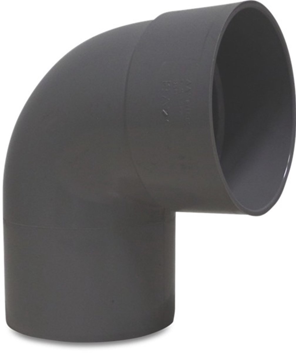 PVC bocht 87° – 50 mm lijmmof x spie grijs KOMO