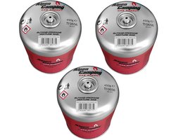 Alpen Camping - 3 stuks Gaspatroon 450g - Certificaat: Pi 0437, voldoet aan EN417, propaan-butaan, bereik -10°c tot + 40°c, 7/16" ventiel met schroefdraad IK020