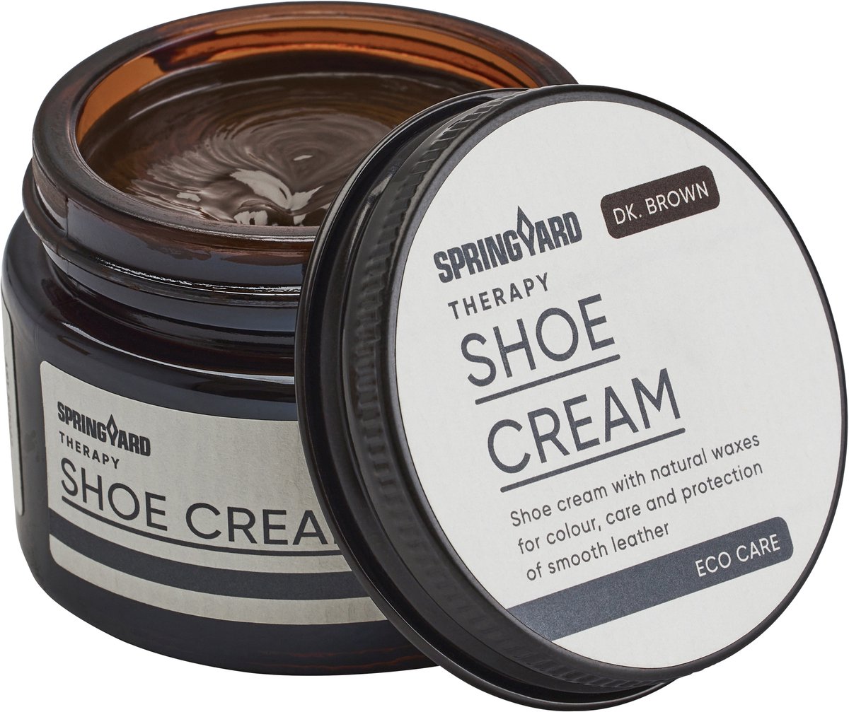 Springyard Therapy Shoe Cream Dark Brown - Schoenpoets donkerbruin - schoencrème voor glad leer - pot 50ml