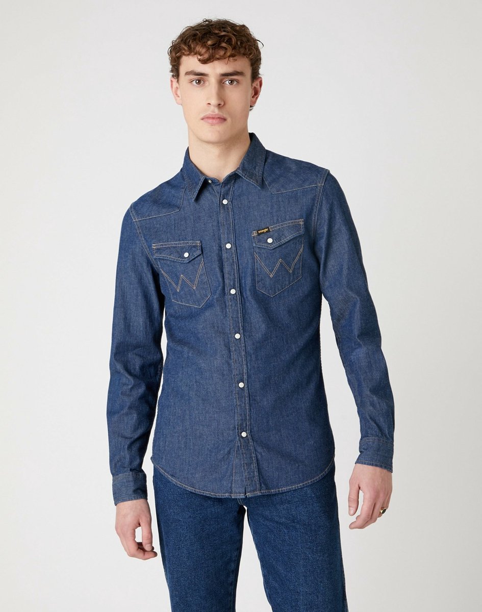 Wrangler Western Overhemd Met Lange Mouwen L Man Dark Stone