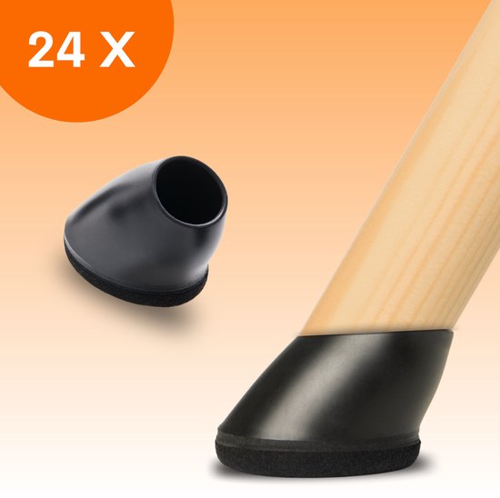 Cache-jambes pour chaises FLOOQ Premium , flexibles, ovales et biseautés, 45 x 30 mm - Feutre anti-rayures - Protection de sol - 24 pièces - Finn