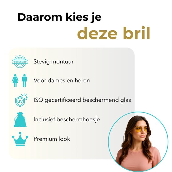 Dames- en herenzonnebril met stevige montuur, UV-beschermende glazen en premium look. Inclusief brillenhoesje.