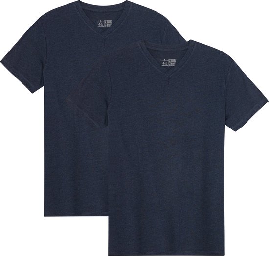 T-Shirt DANISH ENDURANCE pour Homme - Col V- Bleu Marine - Lot de 2 - XL