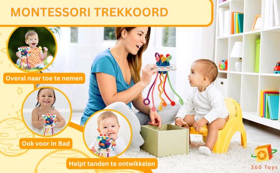 360 Living® - Baby Speelgoed 6 maanden - 4 in 1 set - Speelgoed 1 Jaar - Stapelstenen - Bijtketting - Trekkoord Baby - Vormenstoof - 0 tot 4 jaar - Babyspeelgoed 0 Jaar - Montessori Speelgoed - Baby Speelgoed van 360 Living — afbeelding 5