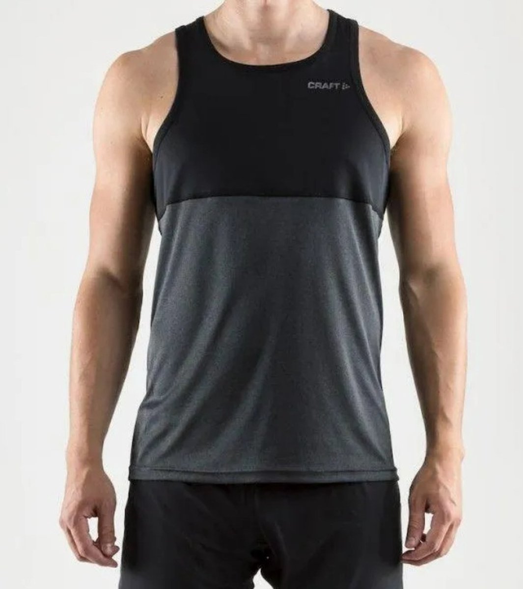 Craft Men's Eaze Melang Singlet - Grijs/Zwart - Maat XXL