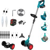 Bosmaaier - Grastrimmer - Bosmaaiers - Bosmaaier accu - MET 2 ACCU'S EN LADER - 3 Verschillende snijbladen - 120000RPM - Gehele set - Grasmaaier - Draagbare Elektrisch Grasmaaiers - 15cm maaibreedte - Zwart, voor Tuin