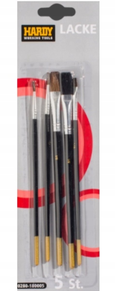 Hardy Serie - Olieverfkwastenset - 5 stuks - Voor detailafwerking - Hout en Borstelhaar