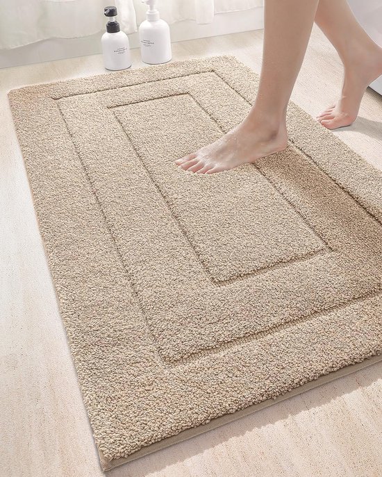 Tapis de bain - Paillassons - Tapis de bain - Tapis de bain antidérapant - Badmat absorbant - Tapis de sol - 50*80cm - Beige