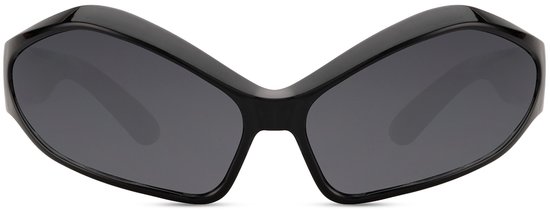 Zonnebril - Zonnebrillen - Festival bril - Rave bril - Glasses - Glanzend - Ovaal - Zwart - Zwarte glazen van Merkloos — afbeelding 2