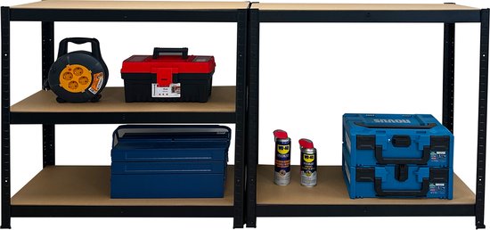 Juskys Basic rek voor zware lasten, 200 x 100 x 60 cm (h x b x d), 875 kg, 5 planken, opbergrek, steekrek, metaal, kelderrek, planksysteem (verzinkt