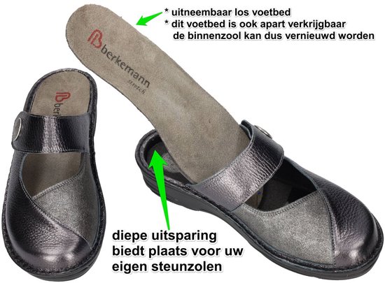 Berkemann Dames Verica Pantoffels - Verstelbare Leer Slippers Met 5-Fasen Voetbed