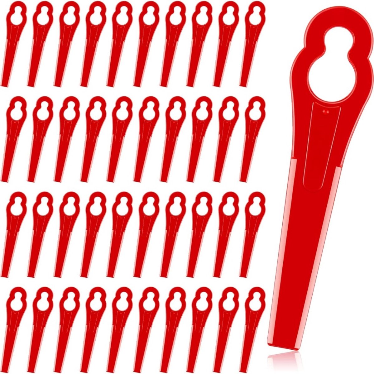 Daity 50 stuks - Vervangend kunststof trimmermes, nylon grasmaaiermes (rood)