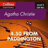 Collins English Readers: Agatha Christie 4.50 From Paddington Abridged, Level 5 CEF B2+. Klok en treinsporen met twee miniatuur locomotieven.