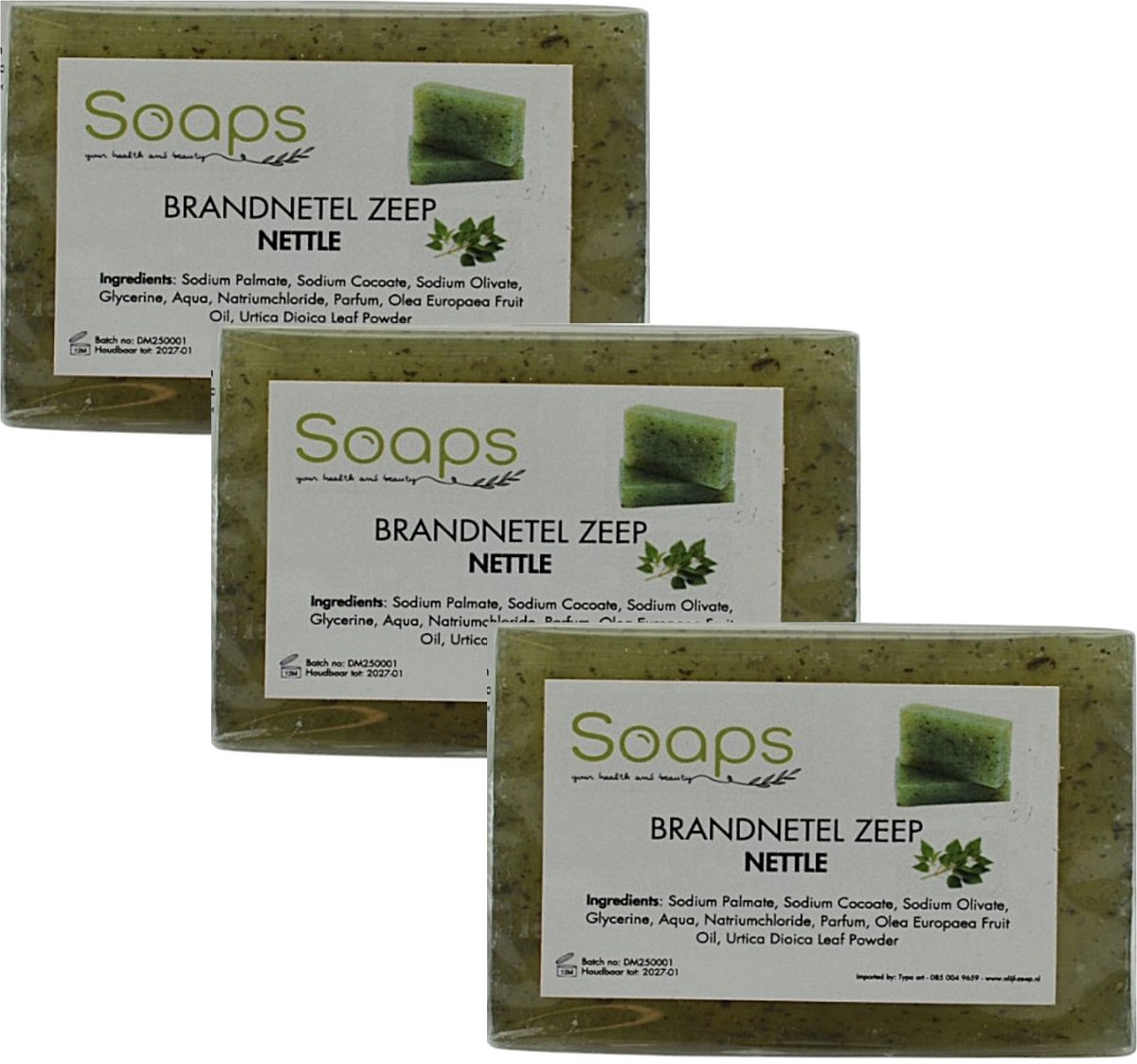 Goedkoopste 3x zeeptabletten - Natuurlijke Brandnetel zeep Nettle - Olijfolie zeep met brandnetel - Haarzeep - Aleppo