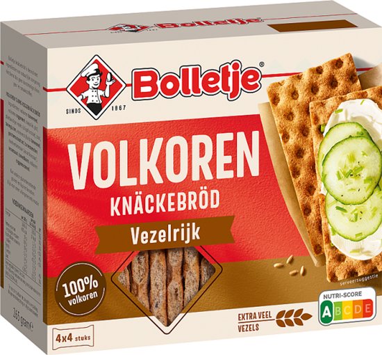 BOLLETJE Knackebrod Vezelrijk Volkoren 265g X8