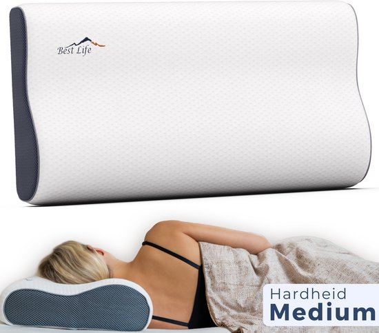 Best Life Hoofdkussen Nekklachten - Ergonomisch Kussen - Traagschuim Hoofdkussen - Guna Medium Zijslaper - Slaapkussen