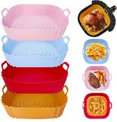 Airfryer Bakjes Siliconen 22 CM - Airfryer accessoires - Airfryer Bakpapier Alternatief - 4 Stuks - BPA Vrij - Heteluchtfriteuse bakvormen - Herbruikbaar - Vierkant Mandje