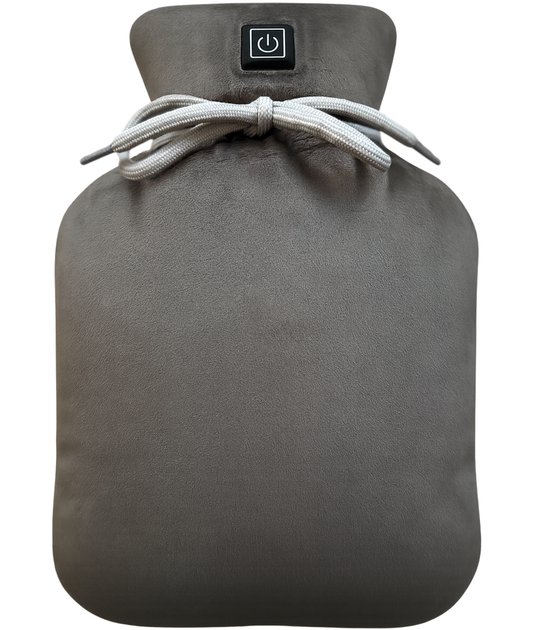 Warmpi® Buddy Fluweel Antraciet – Draadloze Infrarood kruik incl. Powerbank(10.000mah) – Elektrisch Warmtekussen Oplaadbaar – 2 zijdige Infrarood warmte tot 65°C – 3 Warmtestanden – Tot 9 Uur Warmte – Menstruatie – Veilig – Wasbare Hoes - warmtekruik