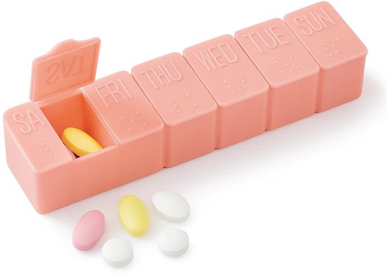 Pillendoosje I Pillendoos 7 Dagen I Medicijn doosje I Pil Box I 1 Week I Met Dagindeling I Roze