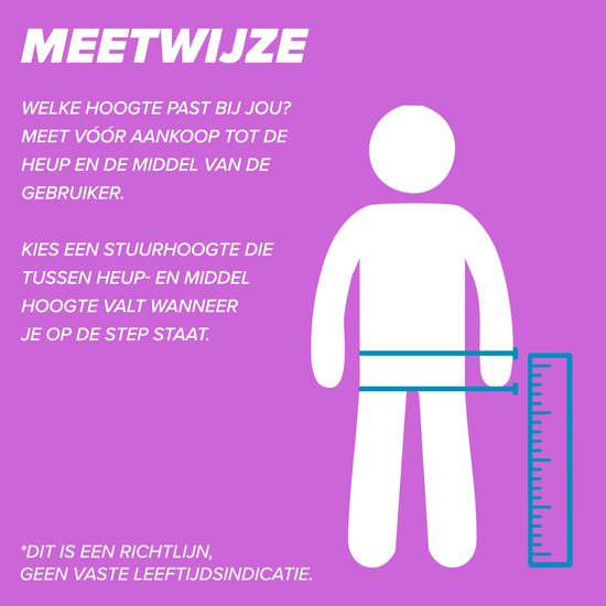 Illustratie van een persoon die de hoogte van de step bepaalt bij de heup en middel.