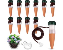 10 stuks Zelfbewateringssysteem - Waterdruppelaar voor Planten - Automatische Druppelirrigatie - Voor Kamerplanten & Balkon - Sifonprincipe - Keramische Druppelaar - Incl. 6 Irrigatiestekers