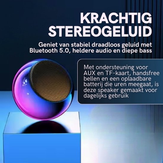 M3 Bluetooth Mini Speaker – Draagbare Blue Tooth 5.0 draadloos luidspreker – stereo – Handsfree microfoon- Paars/Blauw — afbeelding 3