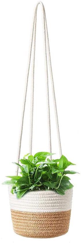 AIWMQYYF Seagrass Hangende plantenmand, natuurlijke geweven bloempotten, zeegras, plantenbakken, 20 cm, boho-bloemenhanger, handgeweven plantenbak voor wooncultuur binnen en buiten