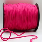 250 Meter Los Geweven POLYESTER KOORD, Dikte 5MM, Kleur FUSCHIA 04