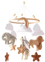 Luxe Baby Mobiel Safari Vilt – Absolute Eyecatcher! - Stijlvol Boxmobiel – Vilt Mobiel Babykamer – Babyshower Cadeau Babymobiel – Wieg Mobiel – Perfect als Kraamcadeau