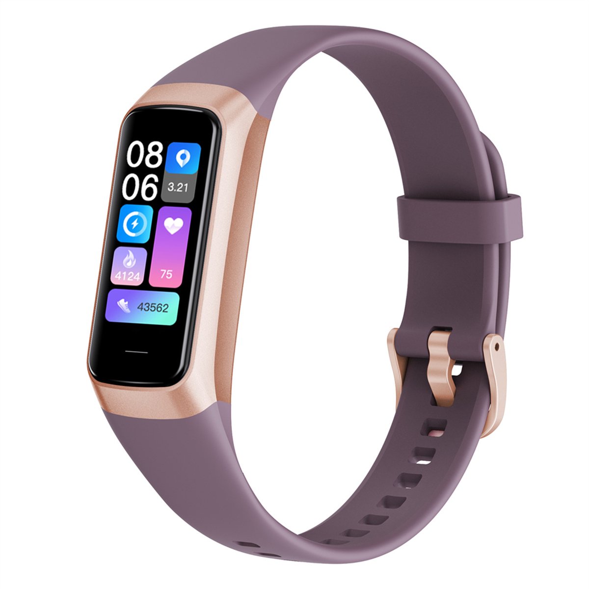 Evy24 Activity Tracker Amoled - Stappenteller - Bloedruk - Hartslagmeter - Slaapmonitor - Saturatiemeter – Sporthorloge - Smartwatch - Activity Tracker - Donkerpaars