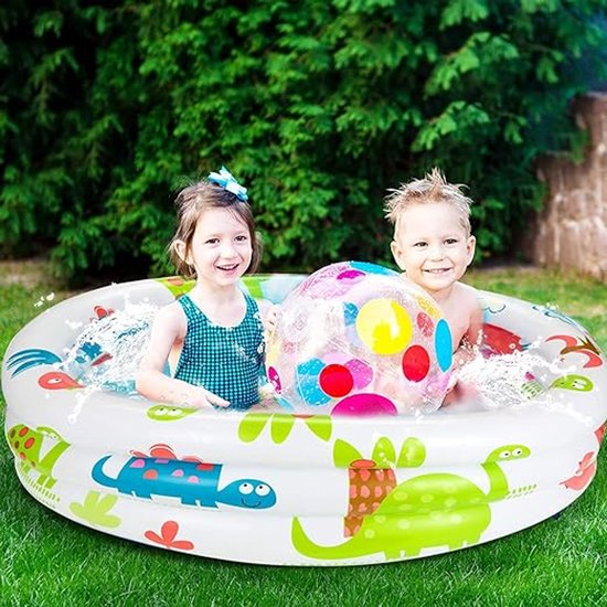 Opblaasbaar kinderbadje, 100 x 40 cm, opblaasbaar zwembad, 3 ringen, kinderbad, opblaasbaar kinderzwembad, babyzwembad, draagbare badkuip, kinderbadje van Merkloos — afbeelding 2