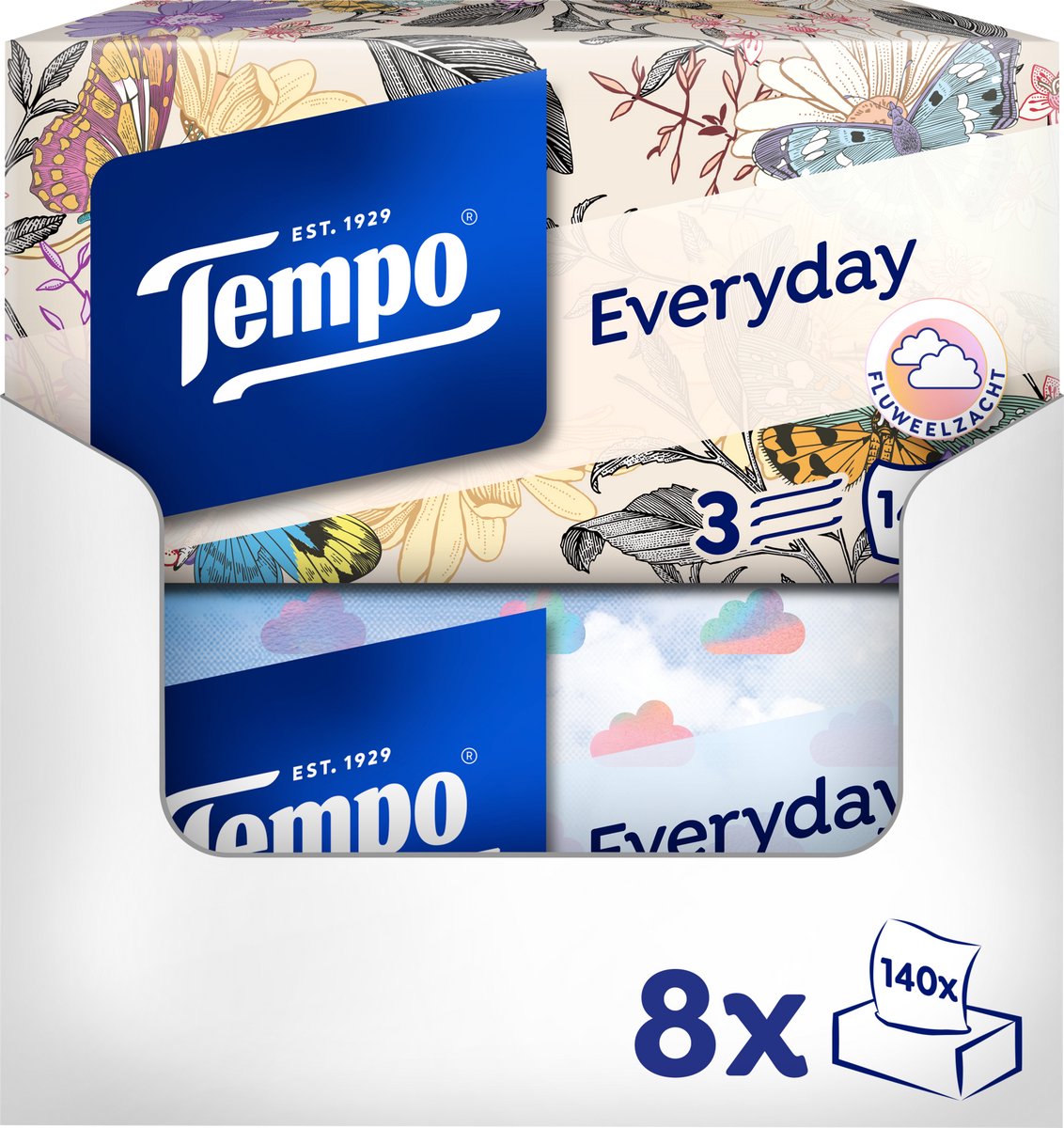 Goedkoopste Tempo tissues - Everyday - XXL box - 8 x 140 stuks = 1120 zakdoekjes