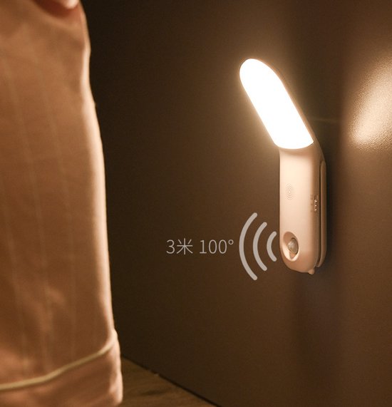 LED Nachtlampje Stopcontact - Dimbare Nachtlampjes met Sensor - LED-nachtlampje - Inductie van het menselijk lichaam - Garderobekast - Drie-kleuren Aanpassing - Kast - Oplaadbaar Inductielicht - Nacht Lamp - Babykamer Nachtlampjes - Wit van Merkloos — afbeelding 4