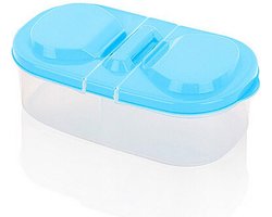 Allecto Plus - Voedselopslagcontainer met dubbele roosterverzegeling en deksel, 2 vakken - Gedeelde vruchten voedselconserveringsdoos - Voor koelkast - Voer knaagdieren - Levensmiddelenopslag