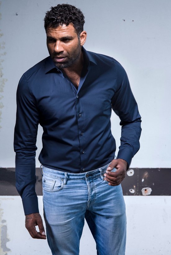 Ceesnco Donkerblauw Slim Fit Overhemd