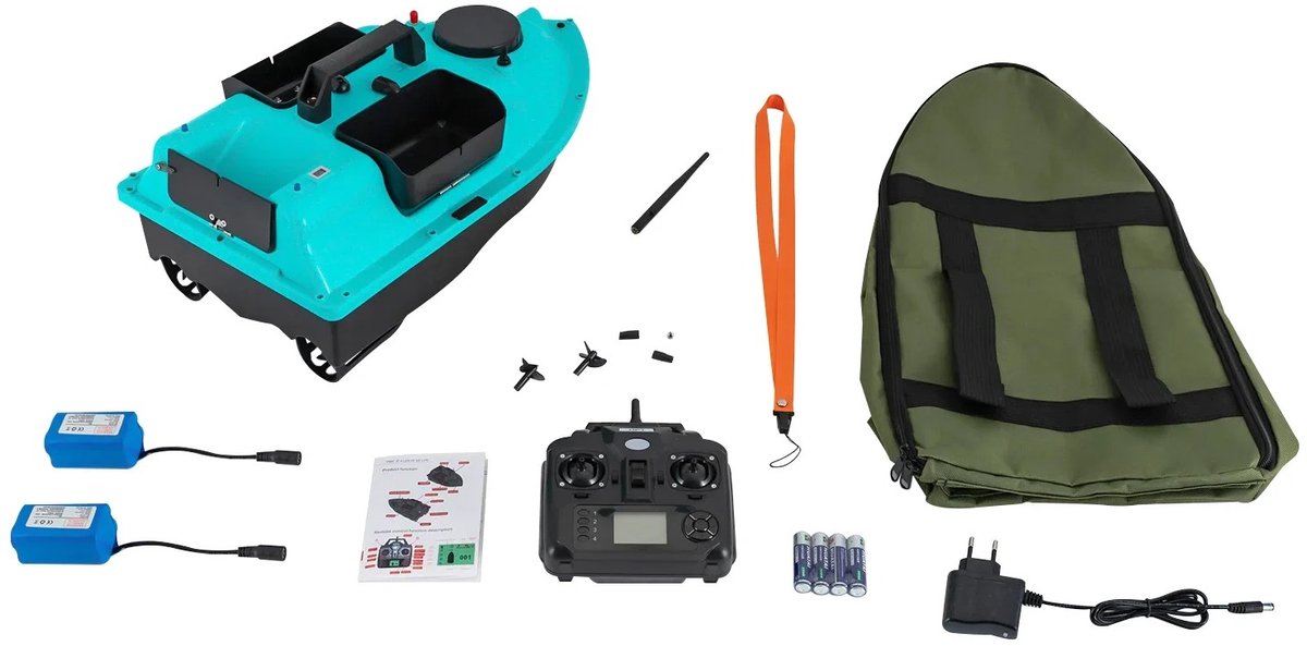 GPS Voerboot – Voerboot Karper – 3 Voerbakken – 40 GPS Posities - Hook release – 500M Bereik – 2.5KG Laadvermogen – Cruise Control – Inclusief Accu En Draagtas! - Karpervissen - GPS Voerboot - 5200 mAh batterij - Blauw - 2025 Model