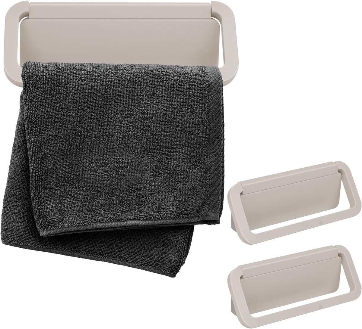 Handdoekrek - 2 stuks - Handdoekhouder Zwart - Zonder Boren / Zelfklevend - Handdoekenrek Keuken - Badkamerrek - Handdoekhouders - Handdoekstang - Geschikt Voor keuken, bijkeuken, badkamer - kaki
