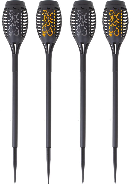 Solar Tuinfakkels - 4 stuks - 49,5cm - Tuinverlichting op zonne-energie - Kerstverlichting buiten - Solar tuinverlichting - Tuinlantaarns - Padverlichting - LED - Buitenverlichting