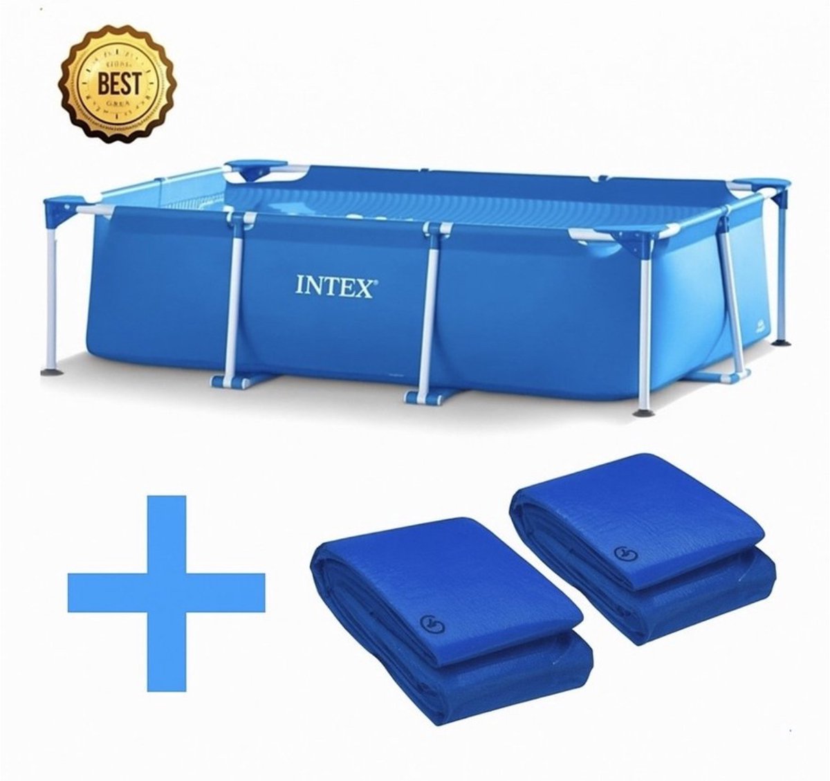 AG Zwembad Intex - 260x160x65cm - Inclusief AG Afdekhoes & Grondzeil - Zwembaden - Zwembadje -  Rechthoekig- Sterk - opzetzwembad - familiebad - afdekhoes -