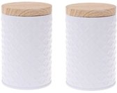 Koffiepads bewaarbus - Voorraad blikken koffiepads - Koffie voorraadbus - 2 stuks - Wit