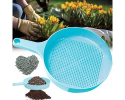Allecto Plus - Tuinzeef met Handvat en Gaaszeef voor Tuinieren en Planten | Zandzeef van Kunststof voor Bodemzeef en Grondzeef | Ideaal voor Zaailingen en Aardzeef | Mesh Zeef voor Zand, Grond en Steen