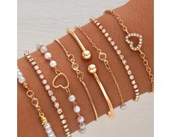 8-delige Goudkleurige Armbanden set voor dames vrouwen