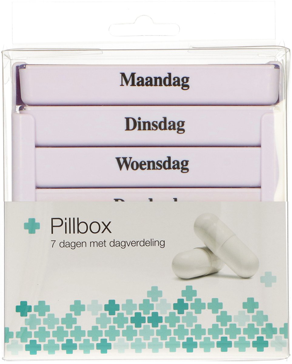 Pillbox - Handige Pillendoos - voor een week met 4 vakken per dag - wit