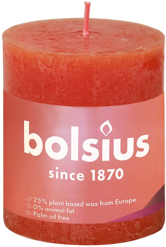 Bolsius Stompkaars Earthy Orange Ø68 mm - Hoogte 8 cm - Oranje - 35 branduren