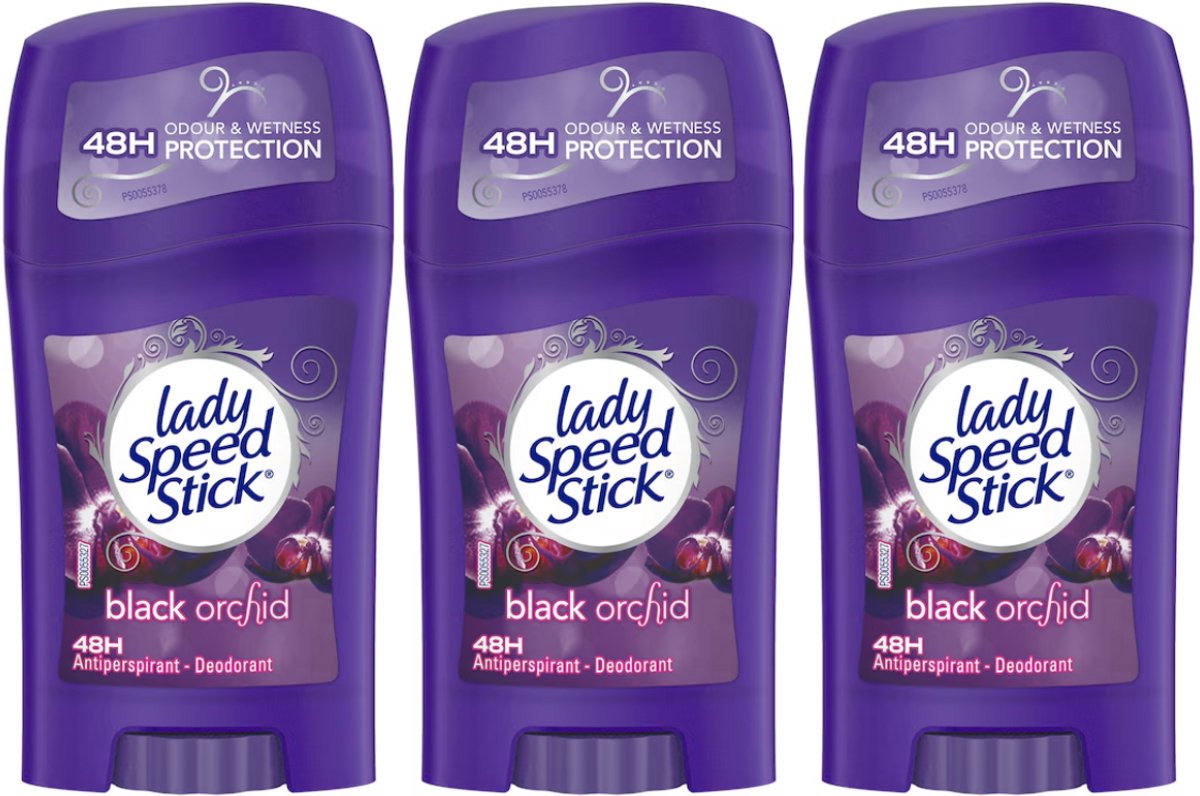 Lady Speed Stick Black Orchid Original Deodorant Vrouw - Beleef Pure en Verfijnde Verfrissing en Bescherming van Zwarte Orchidee - 3 x 40g