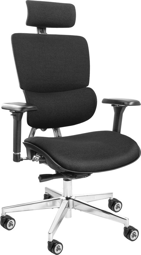 CLOUVOU MasterSeat Ergonomische Bureaustoel voor Kantoor - 4D Armleuningen - Bediening met Knop - Max. 150 kg - Zwart