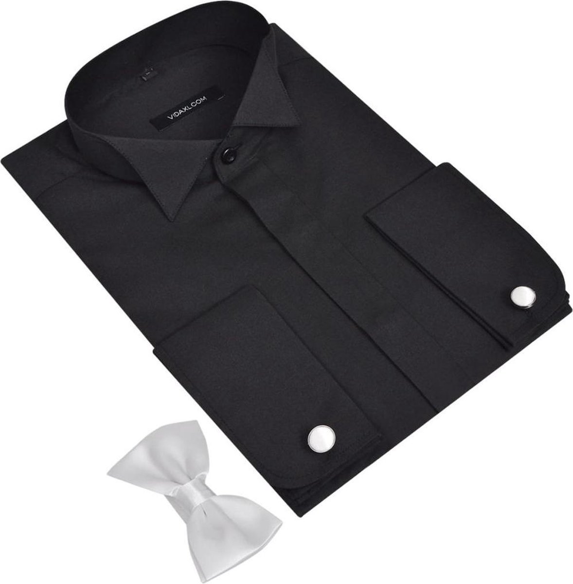 Chemise Noire Vintage Anson Formelle - Avec Boutons De Manchette Et Clous, Pour Smoking/mariage