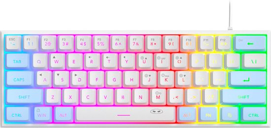 MageGee TS91 - Gaming Toetsenbord - Gaming - RGB Keyboard - 60% Keyboard - Ergonomisch - Blauw & Wit